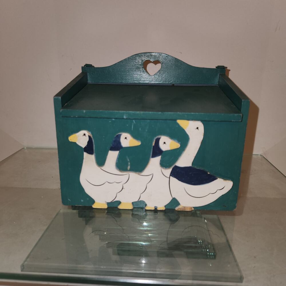 Grandma Core Cottage Core Hand Painted Duck with Scarves Hanging/sitting box